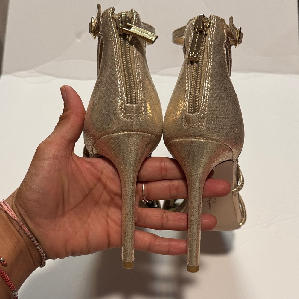 Jessica Simpson Gold Strappy Heels - Picture 2 of 4